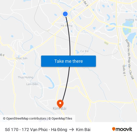 Số 170 - 172 Vạn Phúc - Hà Đông to Kim Bài map