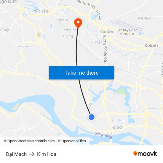 Đại Mạch to Kim Hoa map