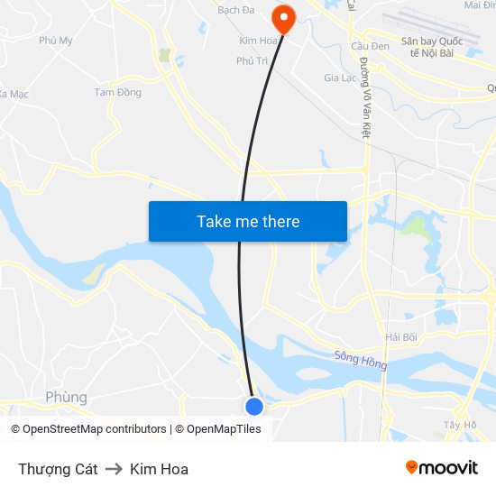 Thượng Cát to Kim Hoa map