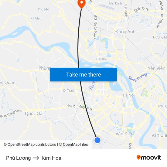 Phú Lương to Kim Hoa map