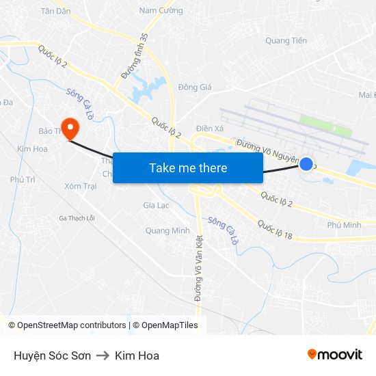 Huyện Sóc Sơn to Kim Hoa map