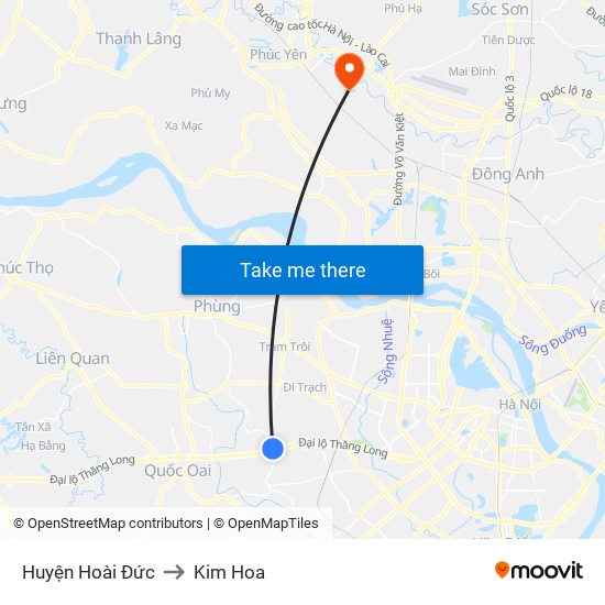 Huyện Hoài Đức to Kim Hoa map