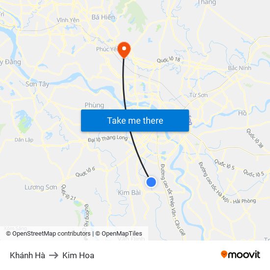 Khánh Hà to Kim Hoa map