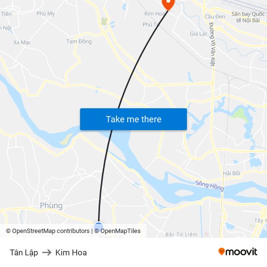 Tân Lập to Kim Hoa map
