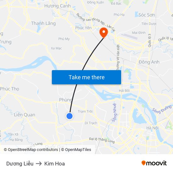 Dương Liễu to Kim Hoa map