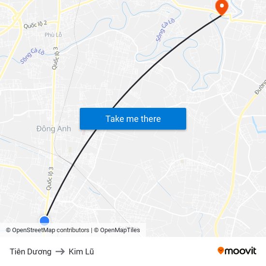 Tiên Dương to Kim Lũ map