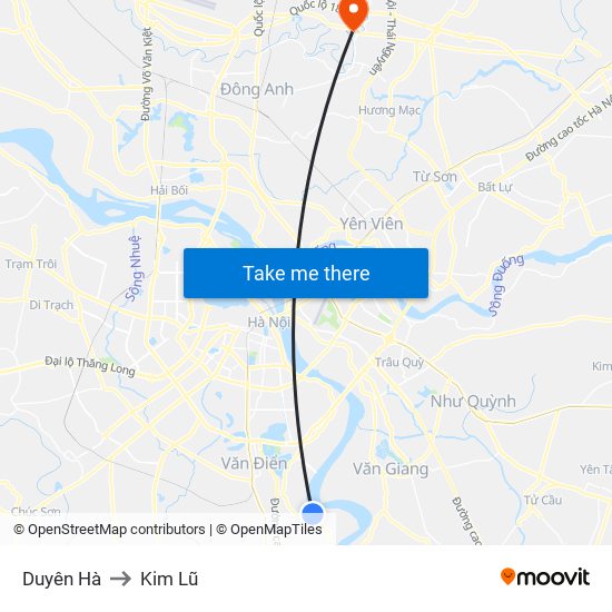 Duyên Hà to Kim Lũ map