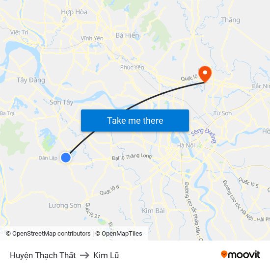 Huyện Thạch Thất to Kim Lũ map