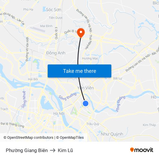 Phường Giang Biên to Kim Lũ map