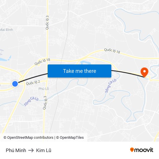 Phú Minh to Kim Lũ map