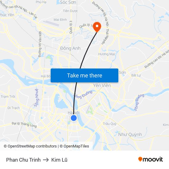 Phan Chu Trinh to Kim Lũ map