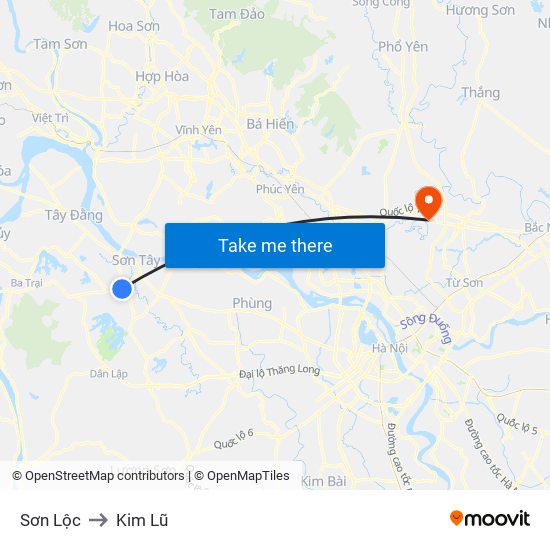 Sơn Lộc to Kim Lũ map