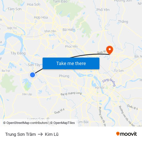 Trung Sơn Trầm to Kim Lũ map