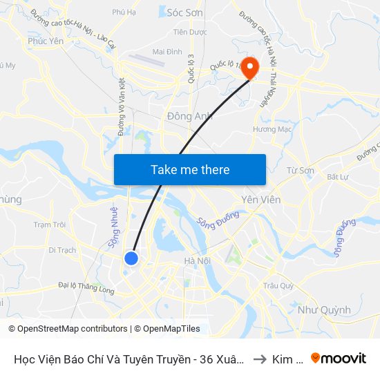 Học Viện Báo Chí Và Tuyên Truyền - 36 Xuân Thủy to Kim Lũ map