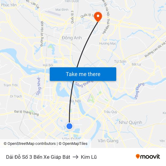 Dải Đỗ Số 3 Bến Xe Giáp Bát to Kim Lũ map