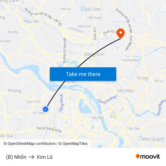 (B) Nhổn to Kim Lũ map