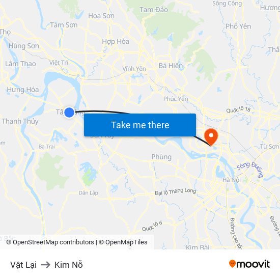 Vật Lại to Kim Nỗ map