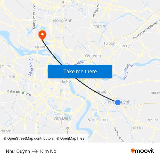 Như Quỳnh to Kim Nỗ map