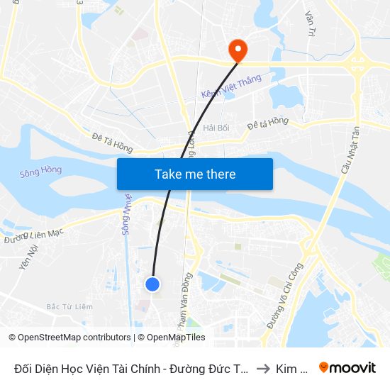 Đối Diện Học Viện Tài Chính - Đường Đức Thắng to Kim Nỗ map