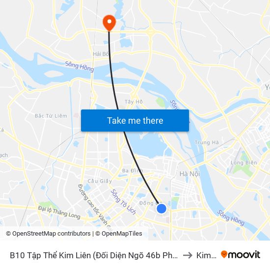 B10 Tập Thể Kim Liên (Đối Diện Ngõ 46b Phạm Ngọc Thạch) to Kim Nỗ map