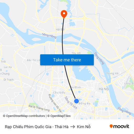 Rạp Chiếu Phim Quốc Gia - Thái Hà to Kim Nỗ map