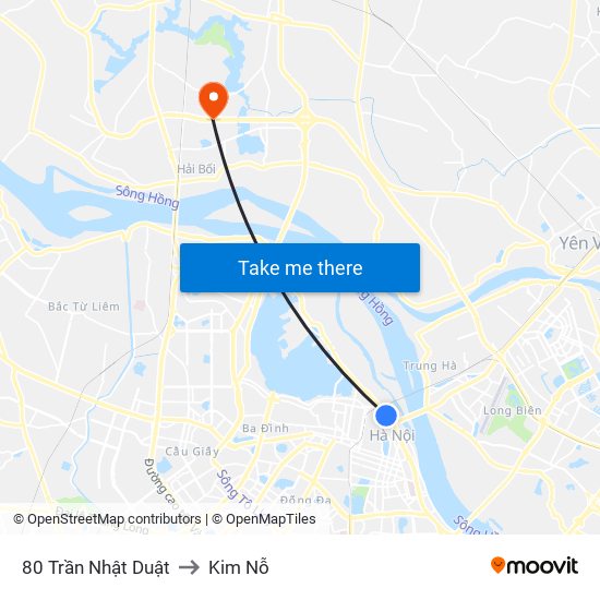 80 Trần Nhật Duật to Kim Nỗ map