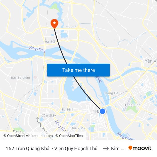 162 Trần Quang Khải - Viện Quy Hoạch Thủy Lợi to Kim Nỗ map