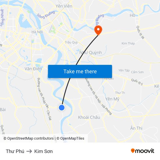 Thư Phú to Kim Sơn map