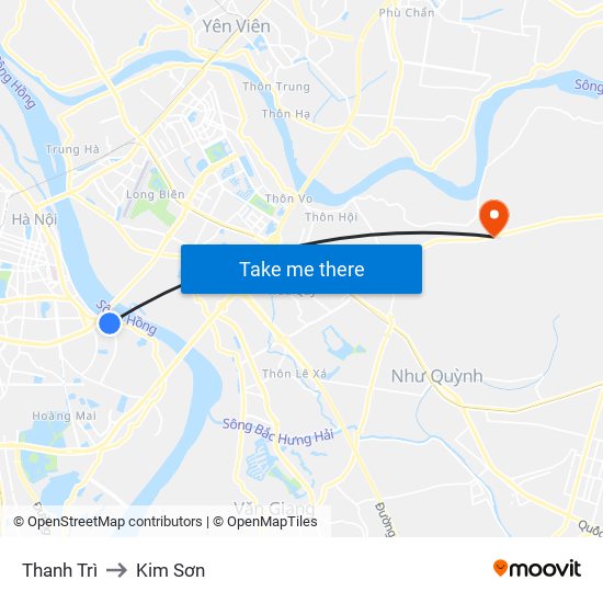 Thanh Trì to Kim Sơn map