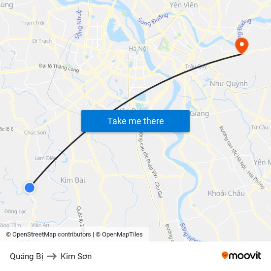 Quảng Bị to Kim Sơn map