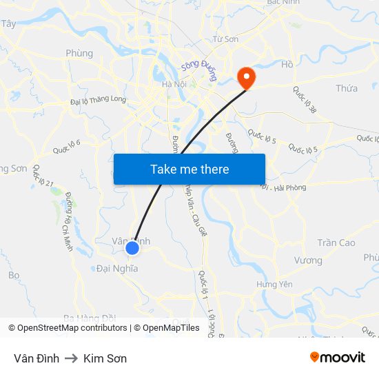 Vân Đình to Kim Sơn map