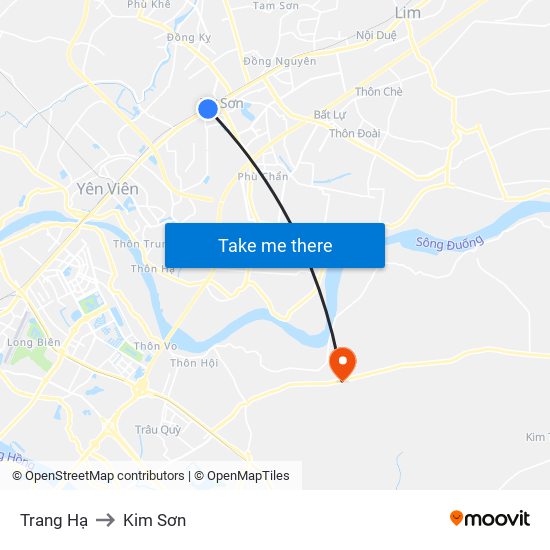 Trang Hạ to Kim Sơn map