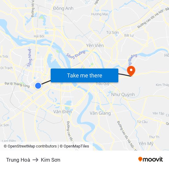 Trung Hoà to Kim Sơn map