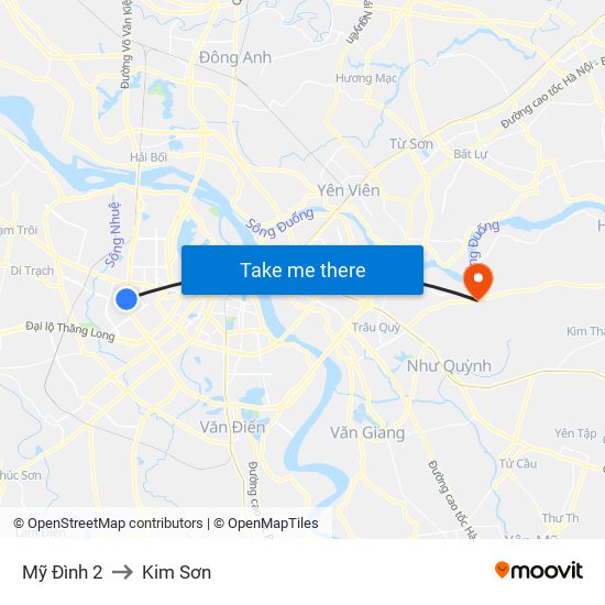 Mỹ Đình 2 to Kim Sơn map