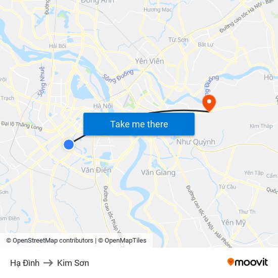 Hạ Đình to Kim Sơn map