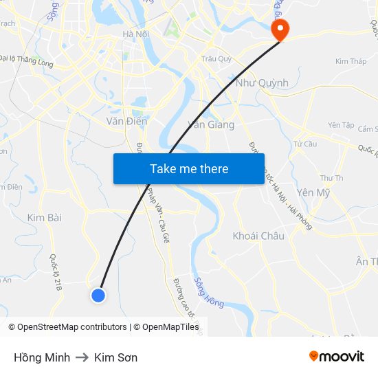 Hồng Minh to Kim Sơn map