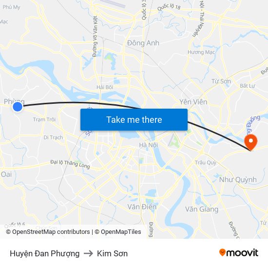 Huyện Đan Phượng to Kim Sơn map