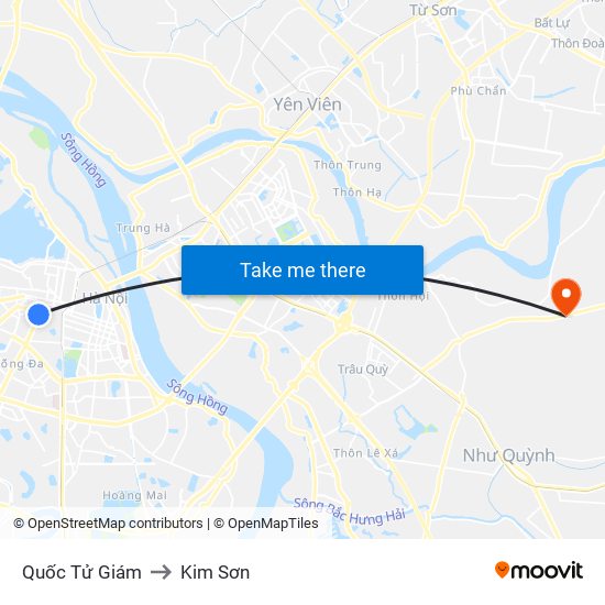 Quốc Tử Giám to Kim Sơn map