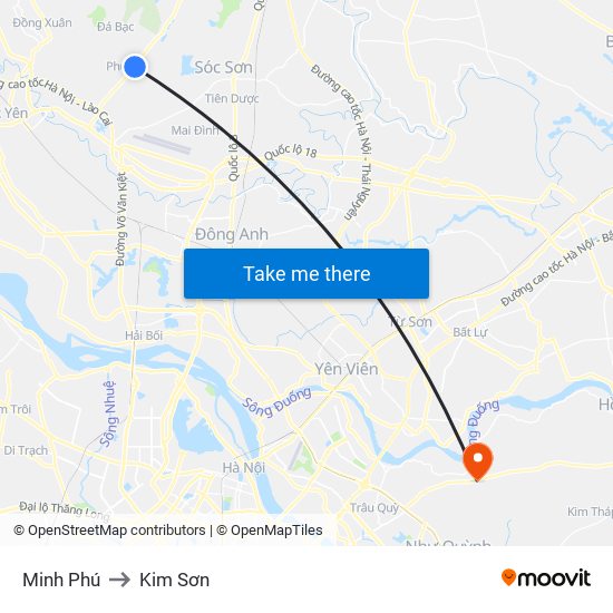Minh Phú to Kim Sơn map