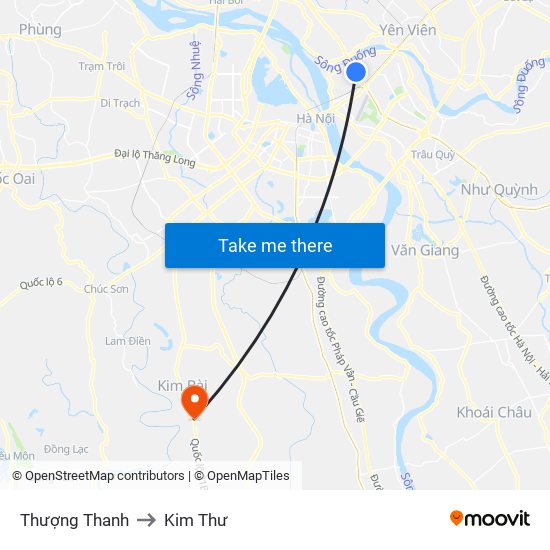 Thượng Thanh to Kim Thư map