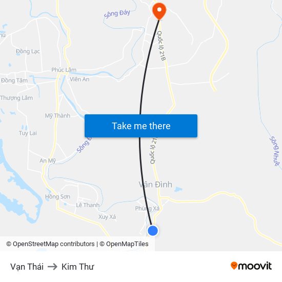 Vạn Thái to Kim Thư map