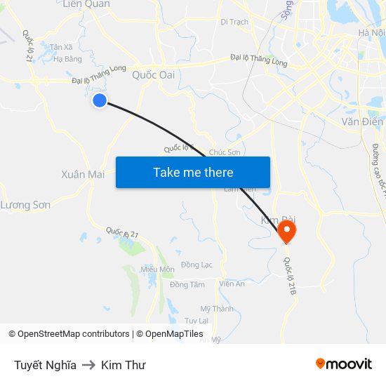 Tuyết Nghĩa to Kim Thư map