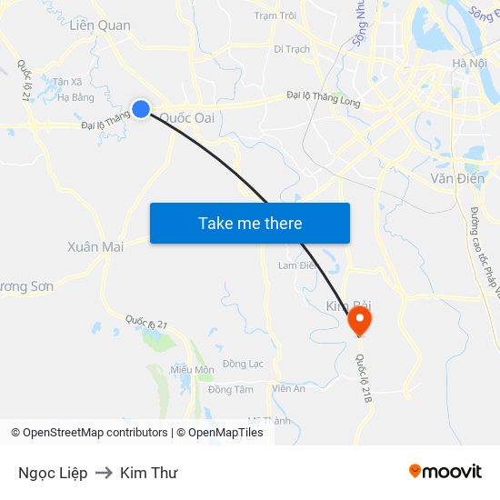 Ngọc Liệp to Kim Thư map