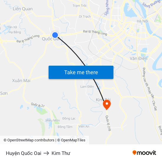 Huyện Quốc Oai to Kim Thư map