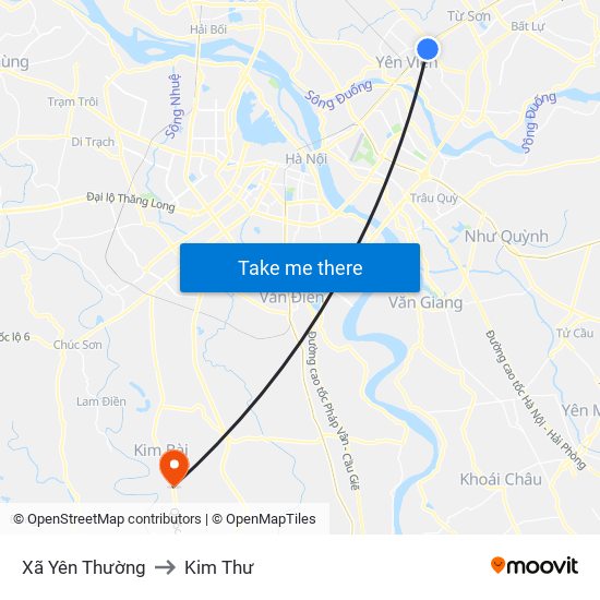 Xã Yên Thường to Kim Thư map