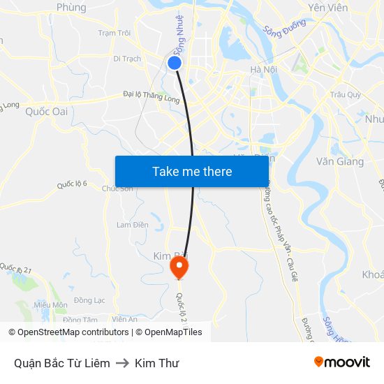 Quận Bắc Từ Liêm to Kim Thư map