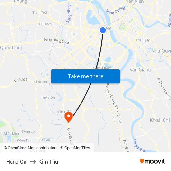 Hàng Gai to Kim Thư map