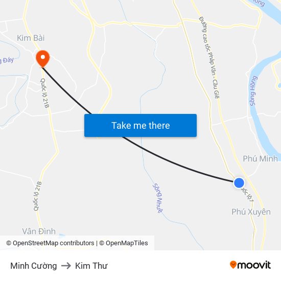 Minh Cường to Kim Thư map