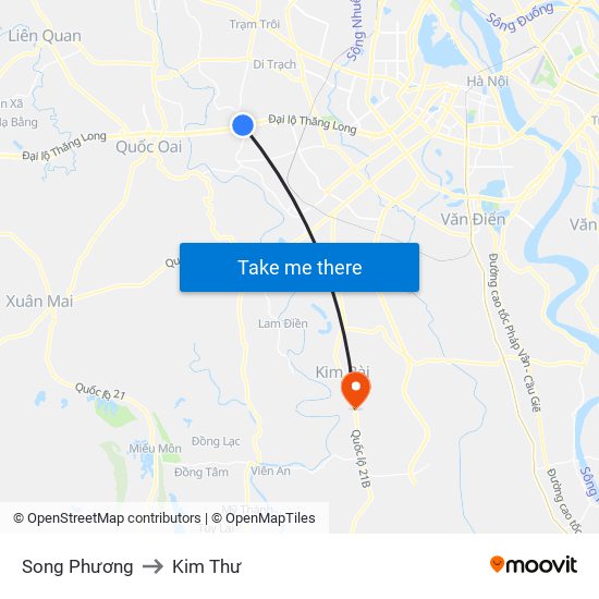 Song Phương to Kim Thư map