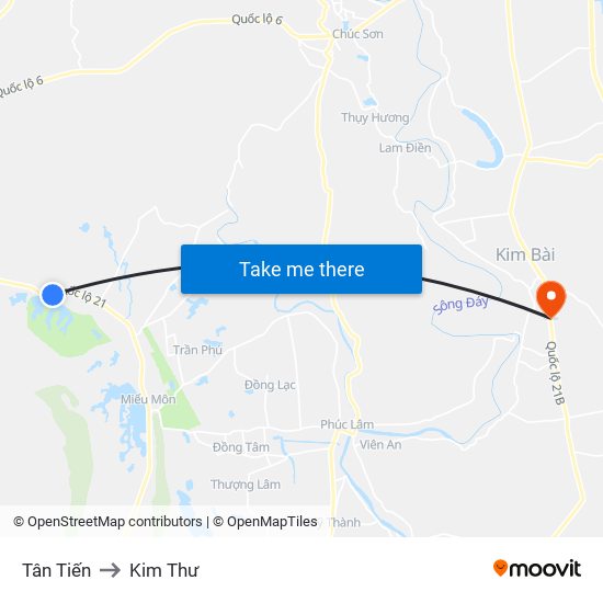 Tân Tiến to Kim Thư map